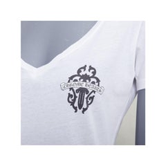 CHROME HEARTS - Tshirt con scollo a U in cotone bianco e nero, L. Whiting