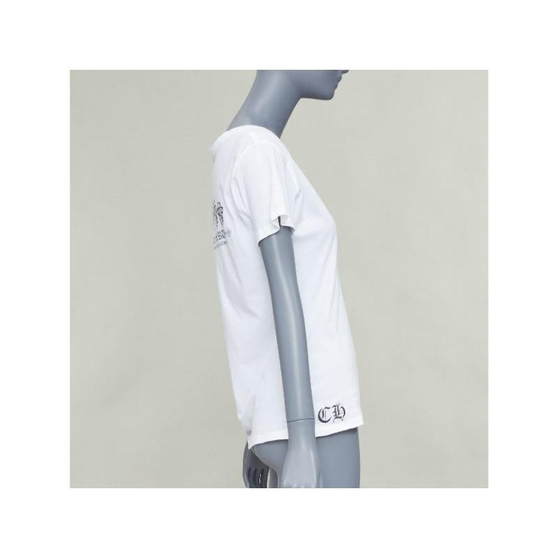 CHROME HEARTS white cotton black logo print U-neck tshirt L Pour femmes en vente
