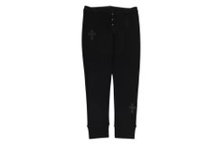 Chrome Hearts Women Waffle Knit Cross Patch Thermal Pants Large Black 925 Silver