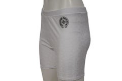 Chrome Hearts Womens Bike Shorts Size Large Jacquared Scroll Cross Logo White