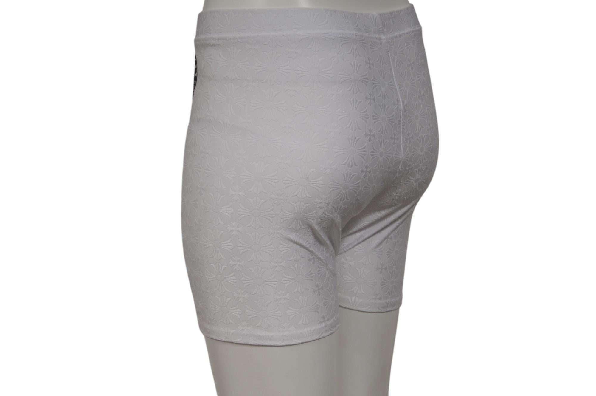 Chrome Hearts Womens Bike Shorts Size Large Jacquared Scroll Cross Logo White en Nuevo estado para la venta en North Miami, FL
