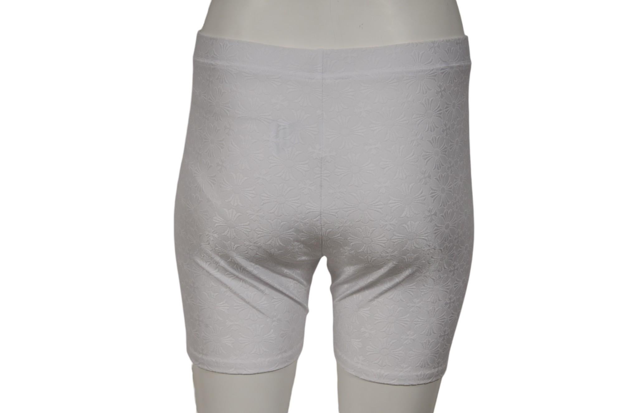 Femenino o masculino Chrome Hearts Womens Bike Shorts Size Large Jacquared Scroll Cross Logo White en venta