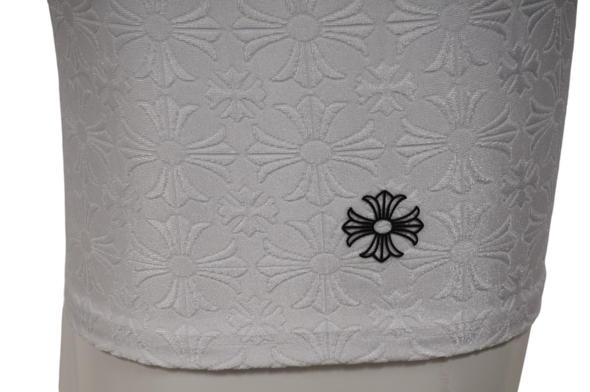Chrome Hearts Womens Bike Shorts Size Large Jacquared Scroll Cross Logo White en venta 2