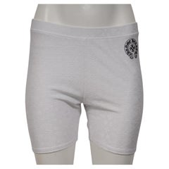 Chrome Hearts Womens Bike Shorts Size Large Jacquared Scroll Cross Logo White