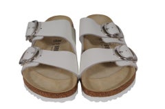 Chrome Hearts Womens Birkenstock Arizona Double Buckle White Sandals EU 38 US 7