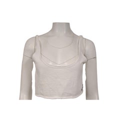 Chrome Hearts Womens Cross Logo Raw Hem Crop Top Size Large White Black Scroll