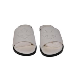 Chrome Hearts Womens Leather Cross Patch Slides IT 41 US 11 White Leather Sandal
