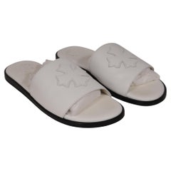 Chrome Hearts Womens Leather Cross Patch Slides IT 41 US 11 White Leather Sandal