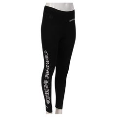 Used Chrome Hearts Womens Scroll Logo Joggers Sz Medium Black Leggings Cotton Spandex