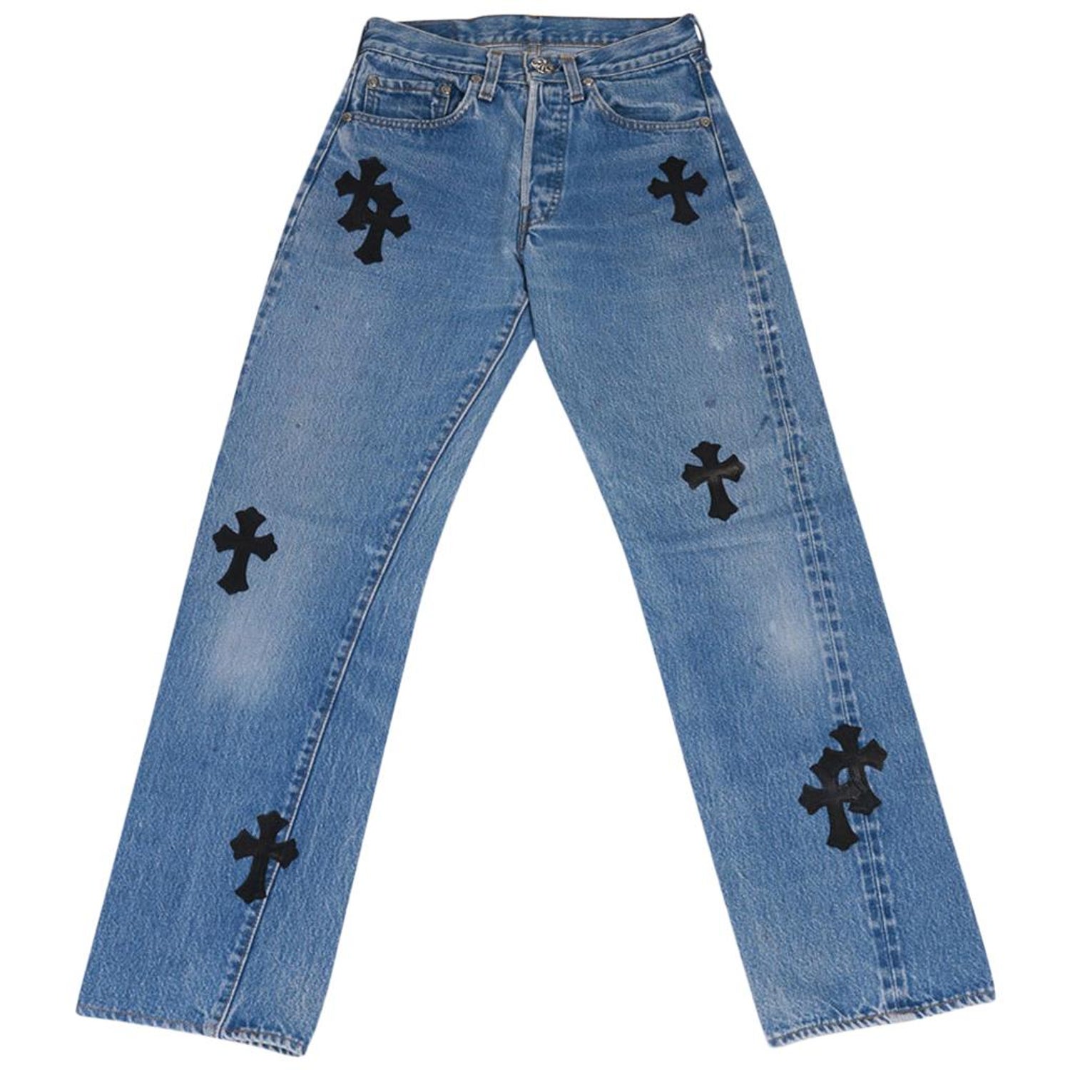 Chrome Hearts x Levi Strauss Jean Leather Crosses Sterling Silver Button  Fly 25 at 1stDibs | cross jeans, jeans with crosses on them, chrome hearts  levis