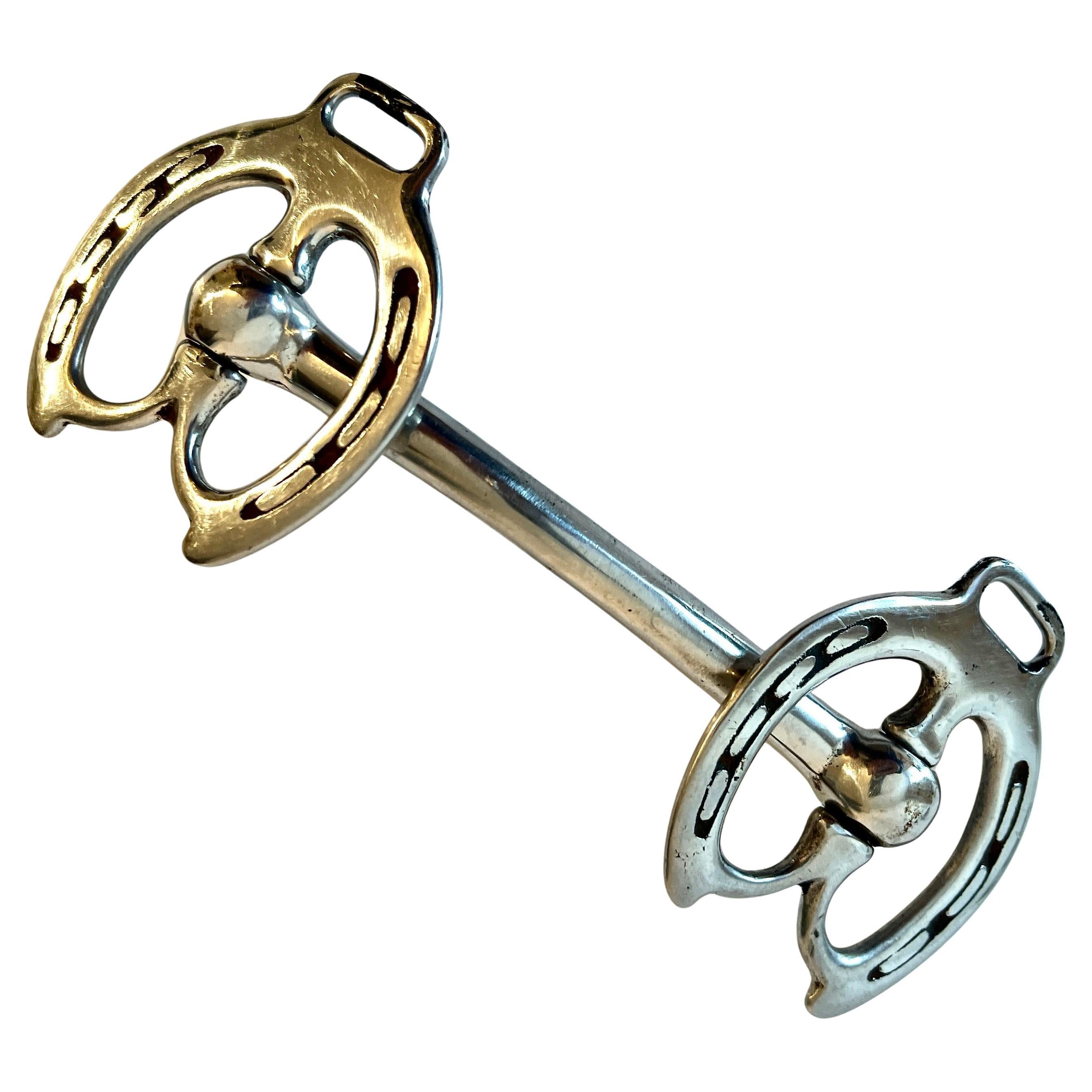 Chrome Horse Bit Paper Weight or Decorative Piece in the Style of Hermes