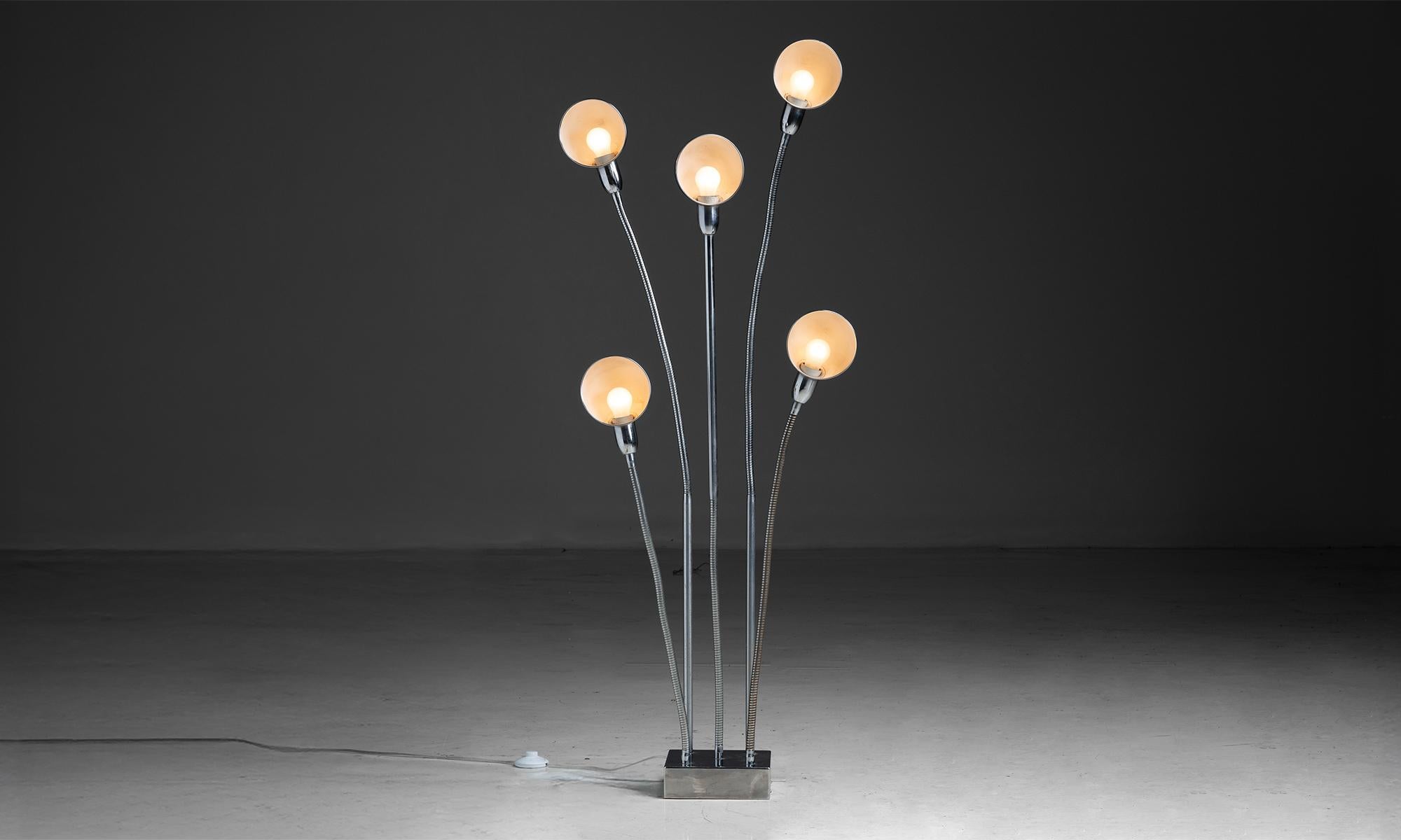 French Chrome Hydra Lamp by Pierre Folie, France 1970