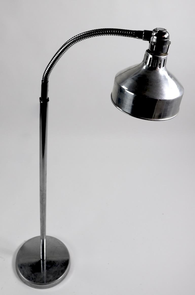 Chrome Industrial Gooseneck Floor Lamp by Ajusco In Good Condition In New York, NY