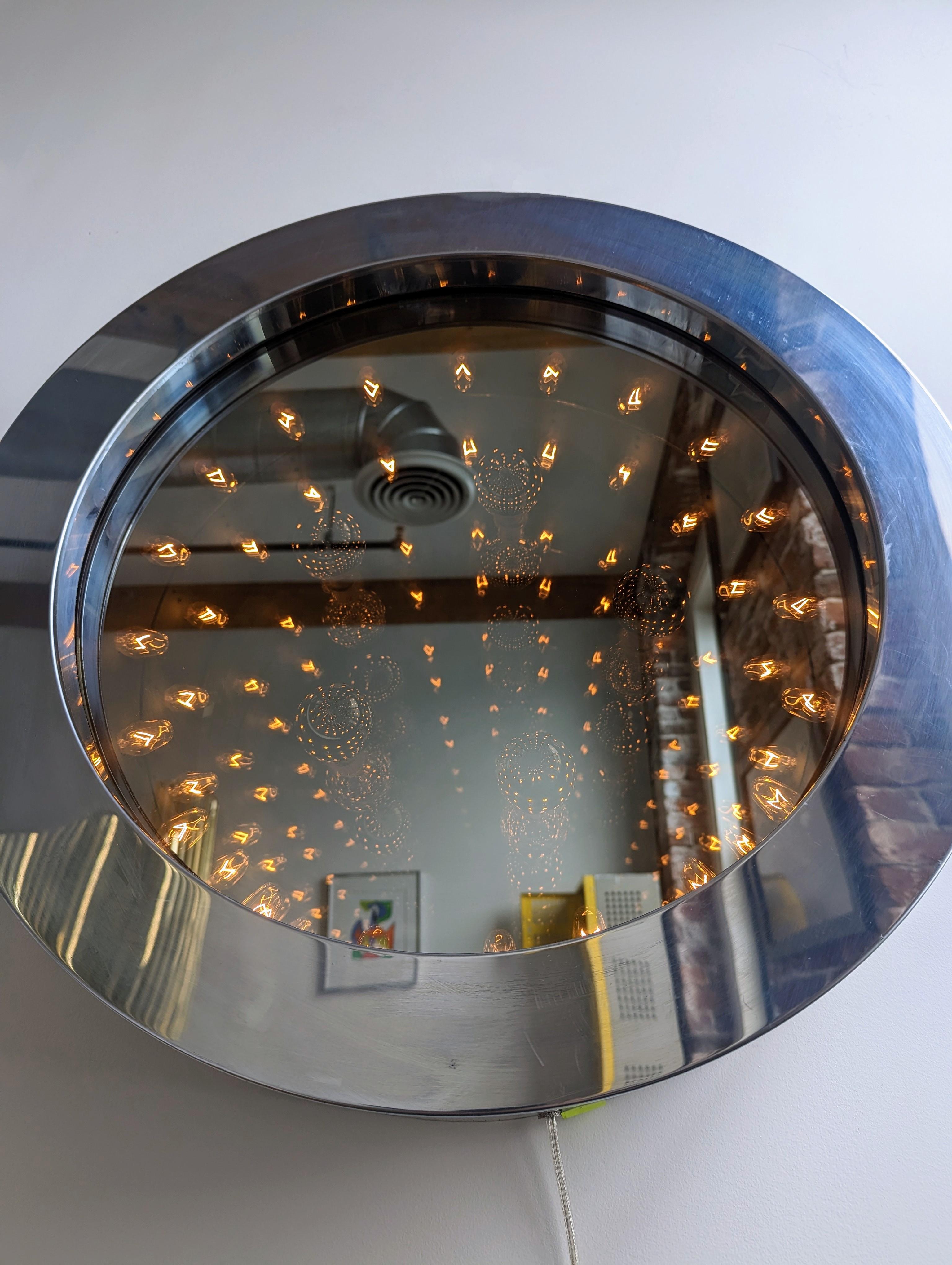 Chrome Miroir Infinity de Curtis Jere, signé en vente