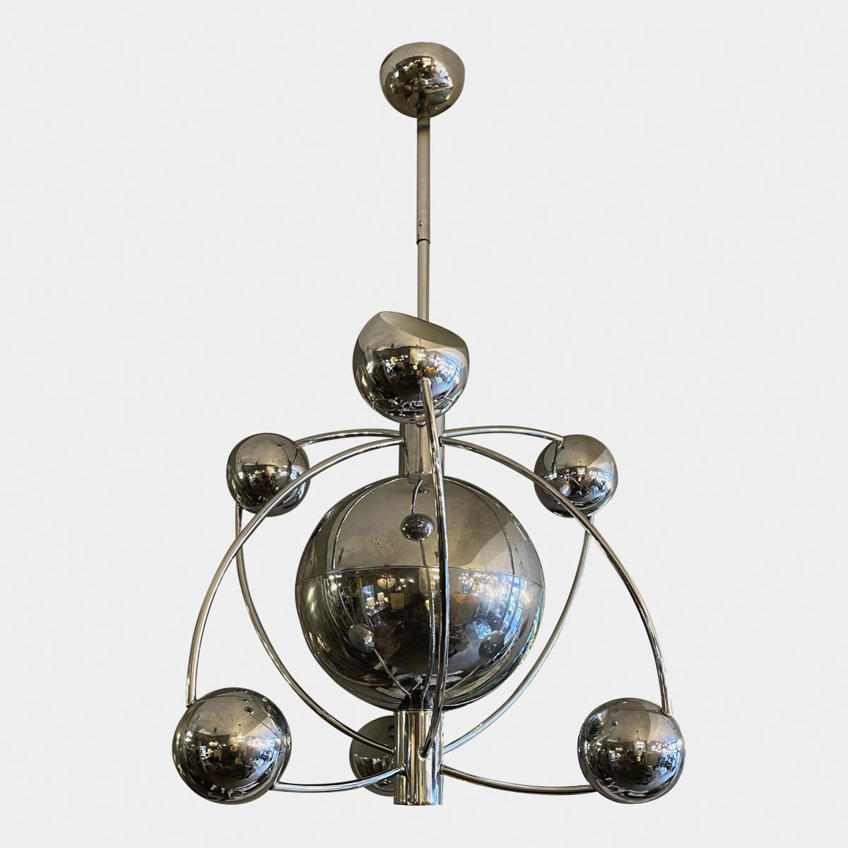 Chrome Italian Satellite Chandelier by Goffredo Reggiani For Sale 2