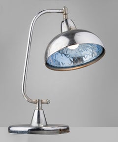 Chrome Jeweler's Lamp with Blue Glass Interior, America, circa 1950