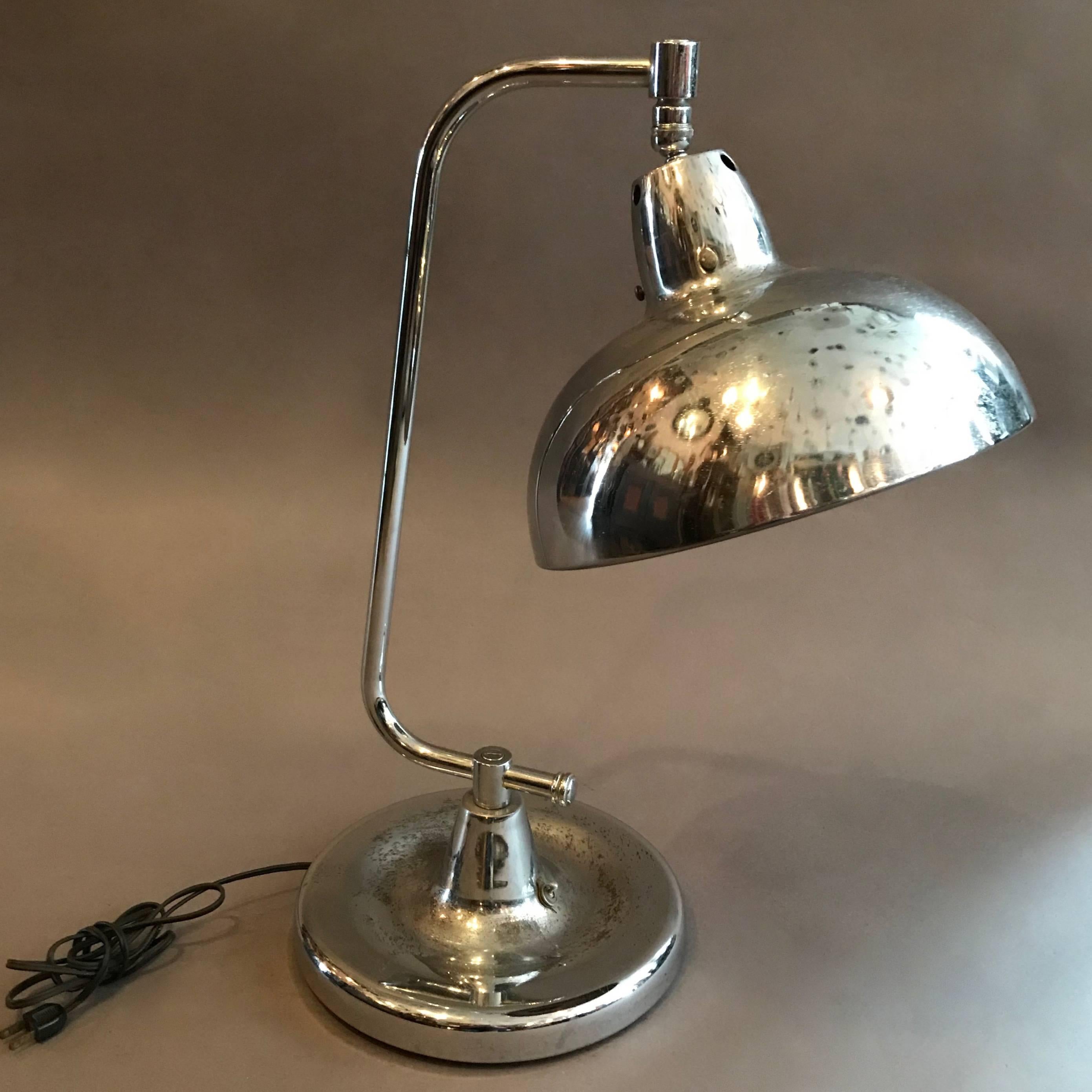 Industrial Chrome Jewelers Table Lamp by Apollo