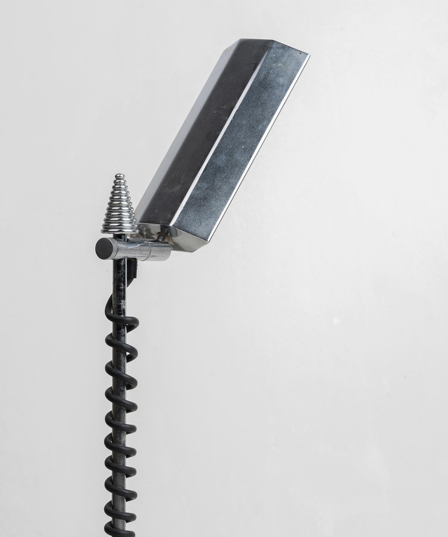 Chrome Lamp with Coil In Good Condition In Culver City, CA