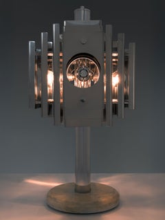 Chrome layered Italian table lamp