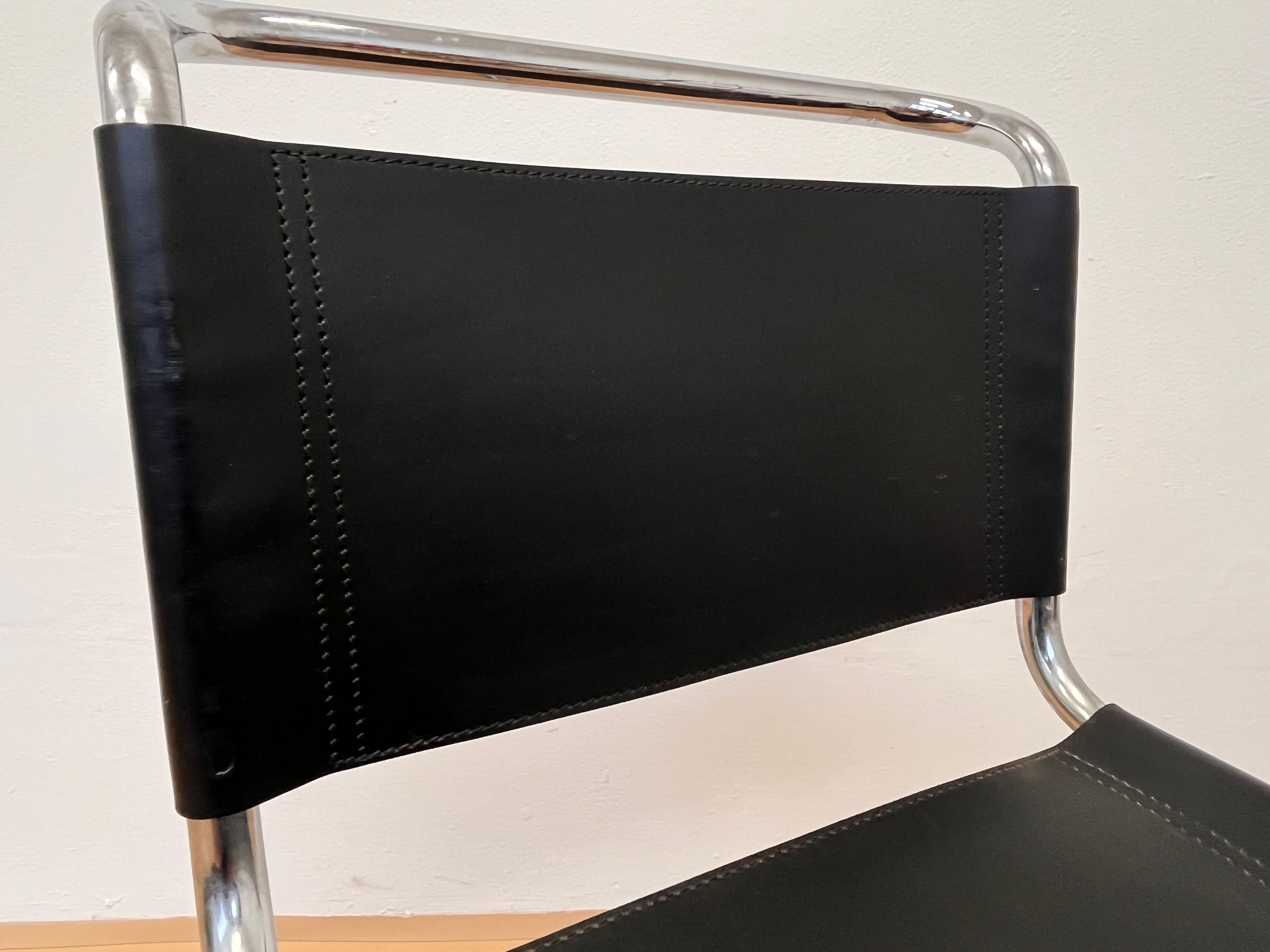 Chrome leather  Bauhaus Chair Thonet MR 10 by Ludwig Mies van der Rohe - 1980s For Sale 1