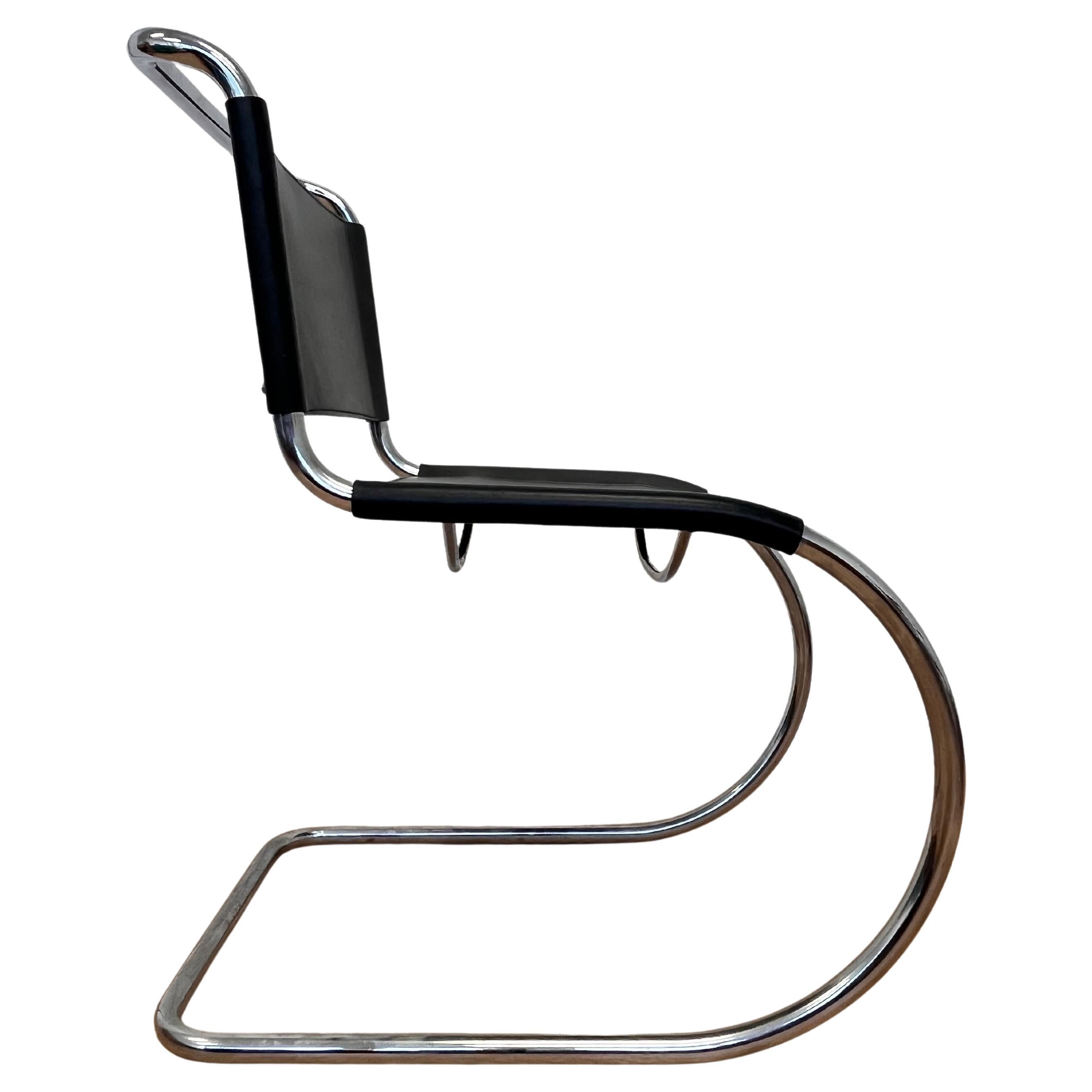 Chrome leather  Bauhaus Chair Thonet MR 10 by Ludwig Mies van der Rohe - 1980s
