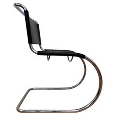 Chrome leather  Bauhaus Chair Thonet MR 10 by Ludwig Mies van der Rohe - 1980s