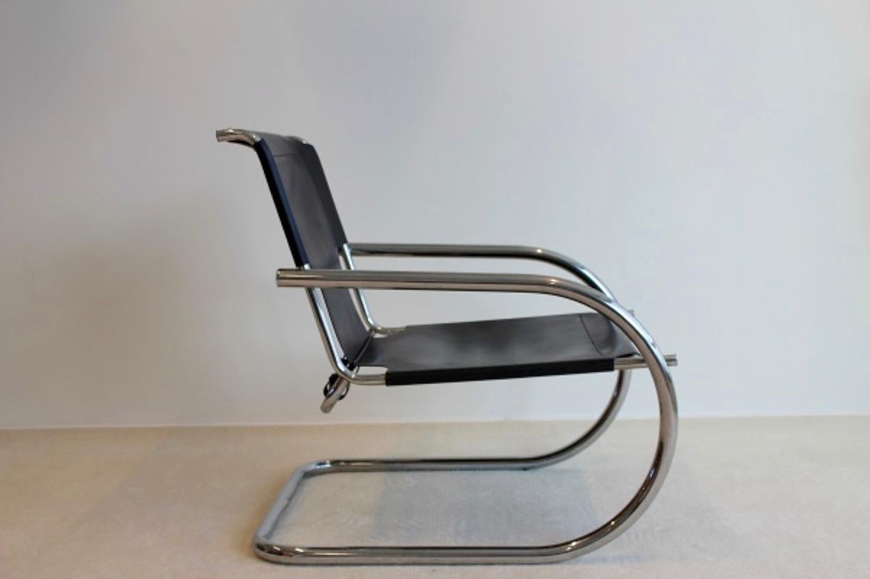 Italian Chrome Leather Cantilever Chair by Arrben Italy For Sale