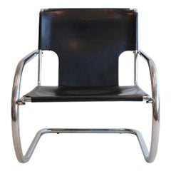 Chrome Leather Cantilever Chair by Arrben Italy