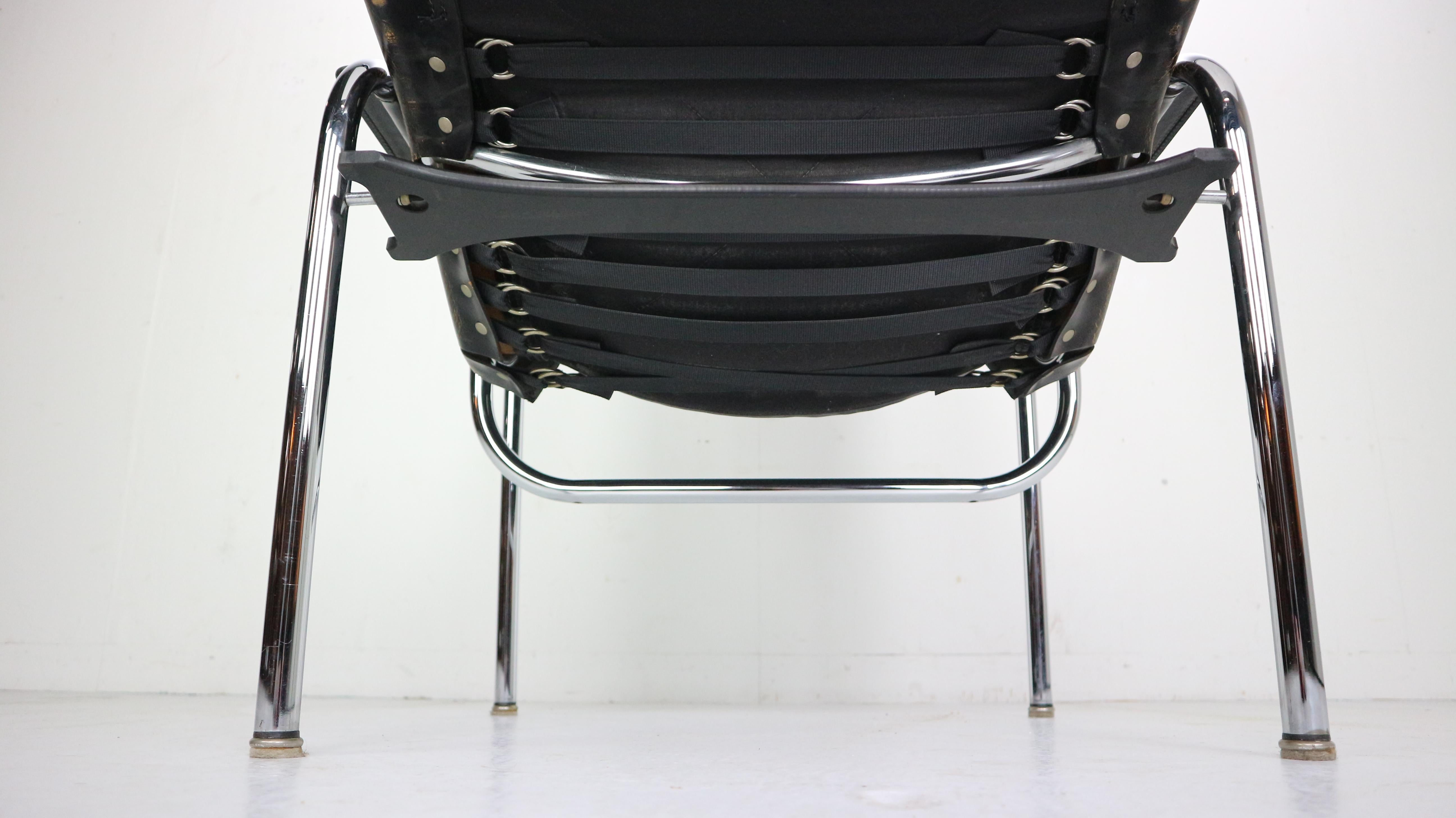 Chrome & Leather Easy Chair by Hans Eichenberger for Strassle, 1978 Switzerland  6