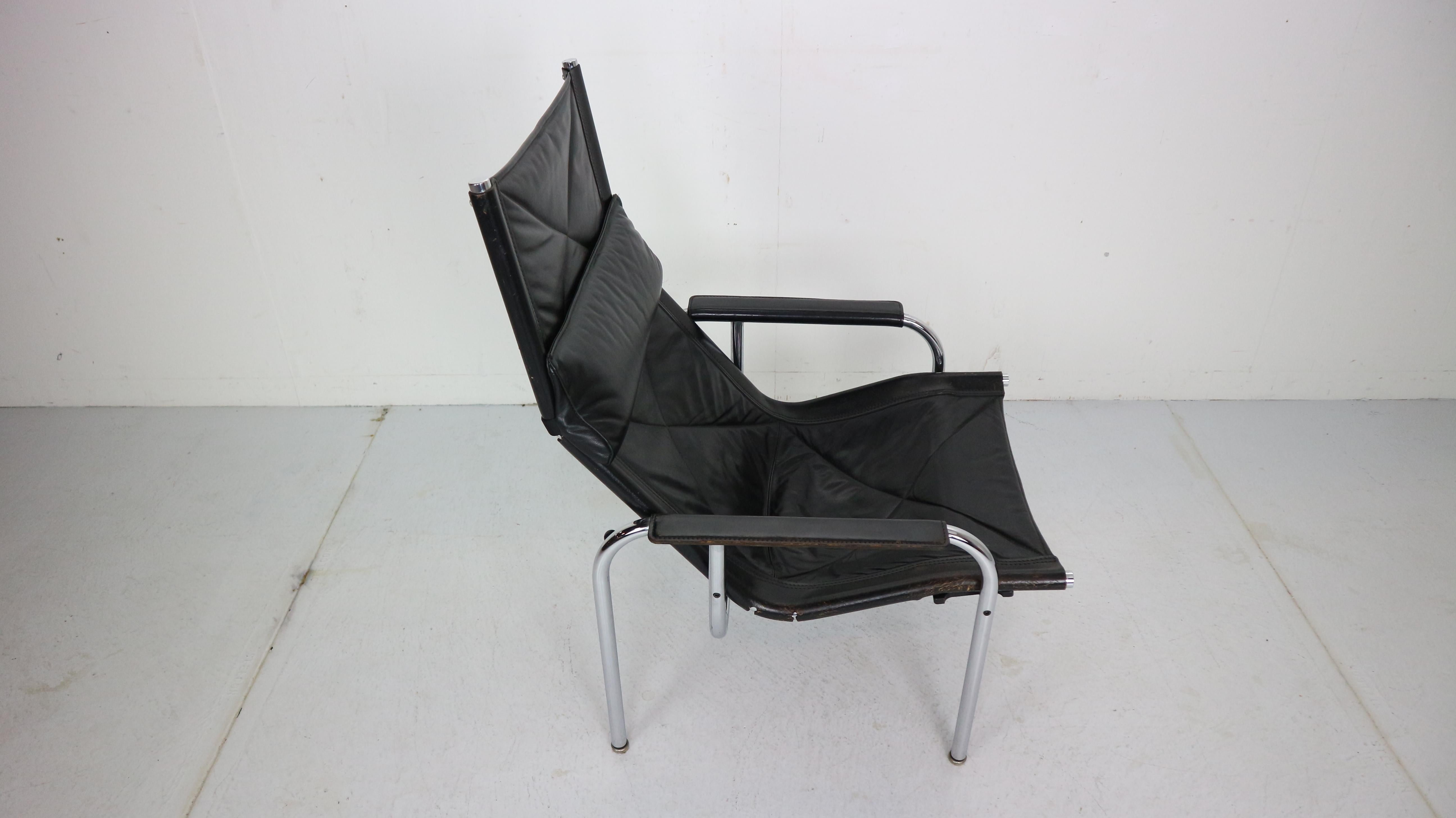 Chrome & Leather Easy Chair by Hans Eichenberger for Strassle, 1978 Switzerland  2