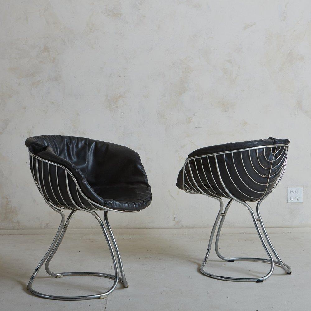 Mid-Century Modern Chrome + Leather Pan Am Chair by Gastone Rinaldi for Rima Padova, 3 Available
