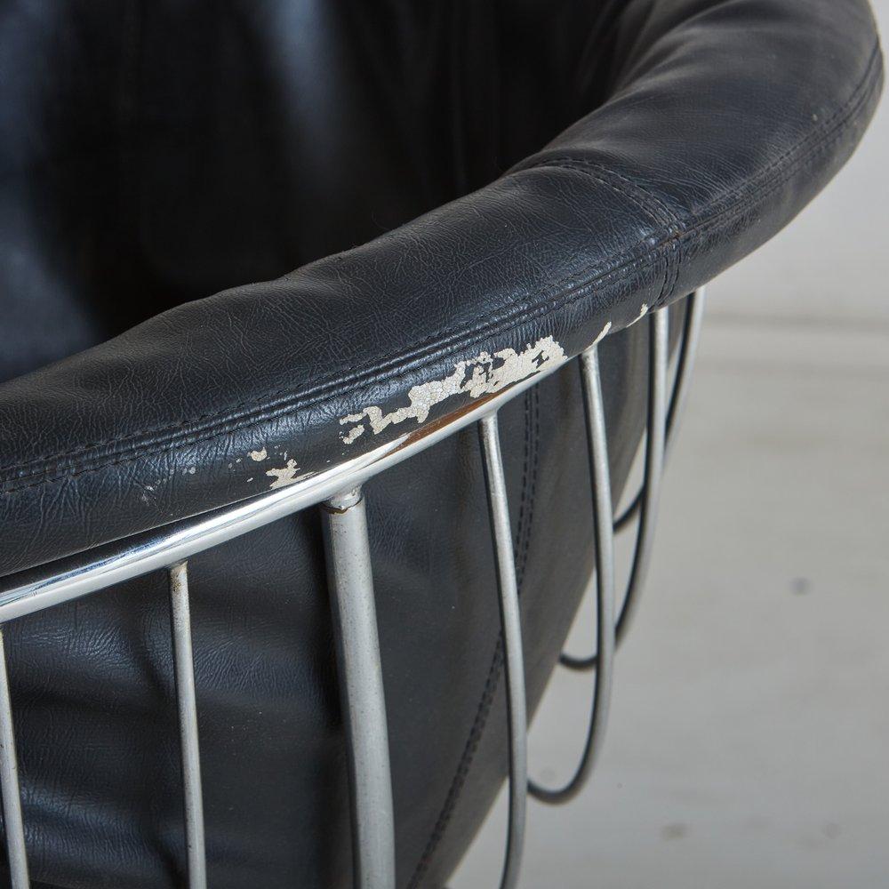 Chrome + Leather Pan Am Chair by Gastone Rinaldi for Rima Padova, 3 Available In Good Condition In Chicago, IL