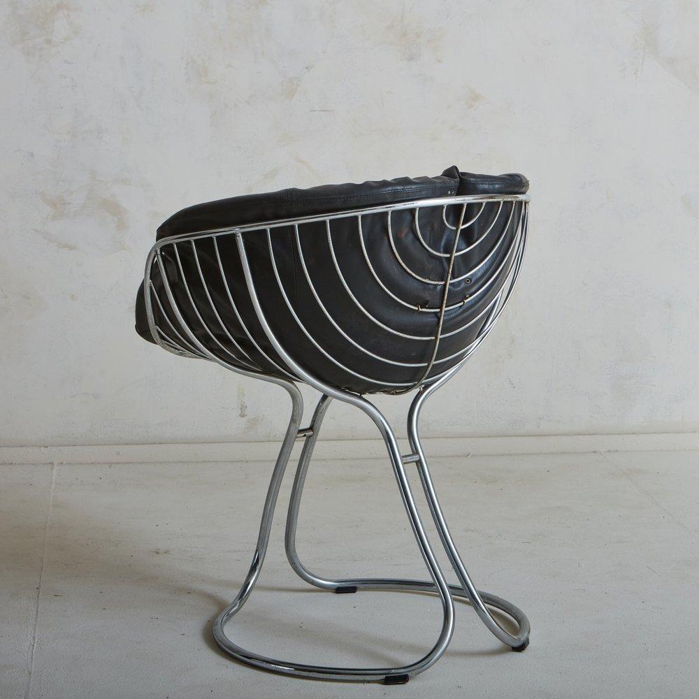 Chrome + Leather Pan Am Chair by Gastone Rinaldi for Rima Padova, 3 Available 2