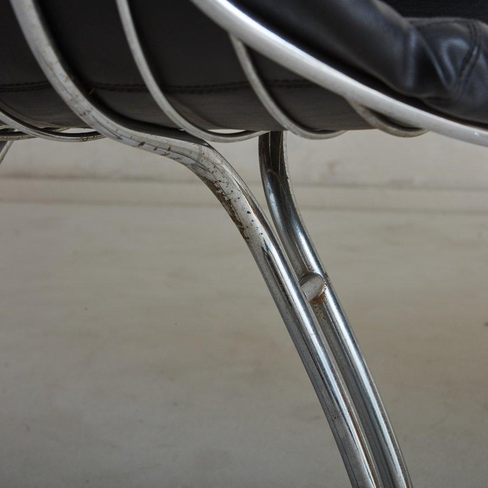 Chrome + Leather Pan Am Chair by Gastone Rinaldi for Rima Padova, 3 Available 3