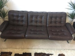 Chromleder-Sofa von Johann Bertil Häggström / Schweden, 1960er Jahre