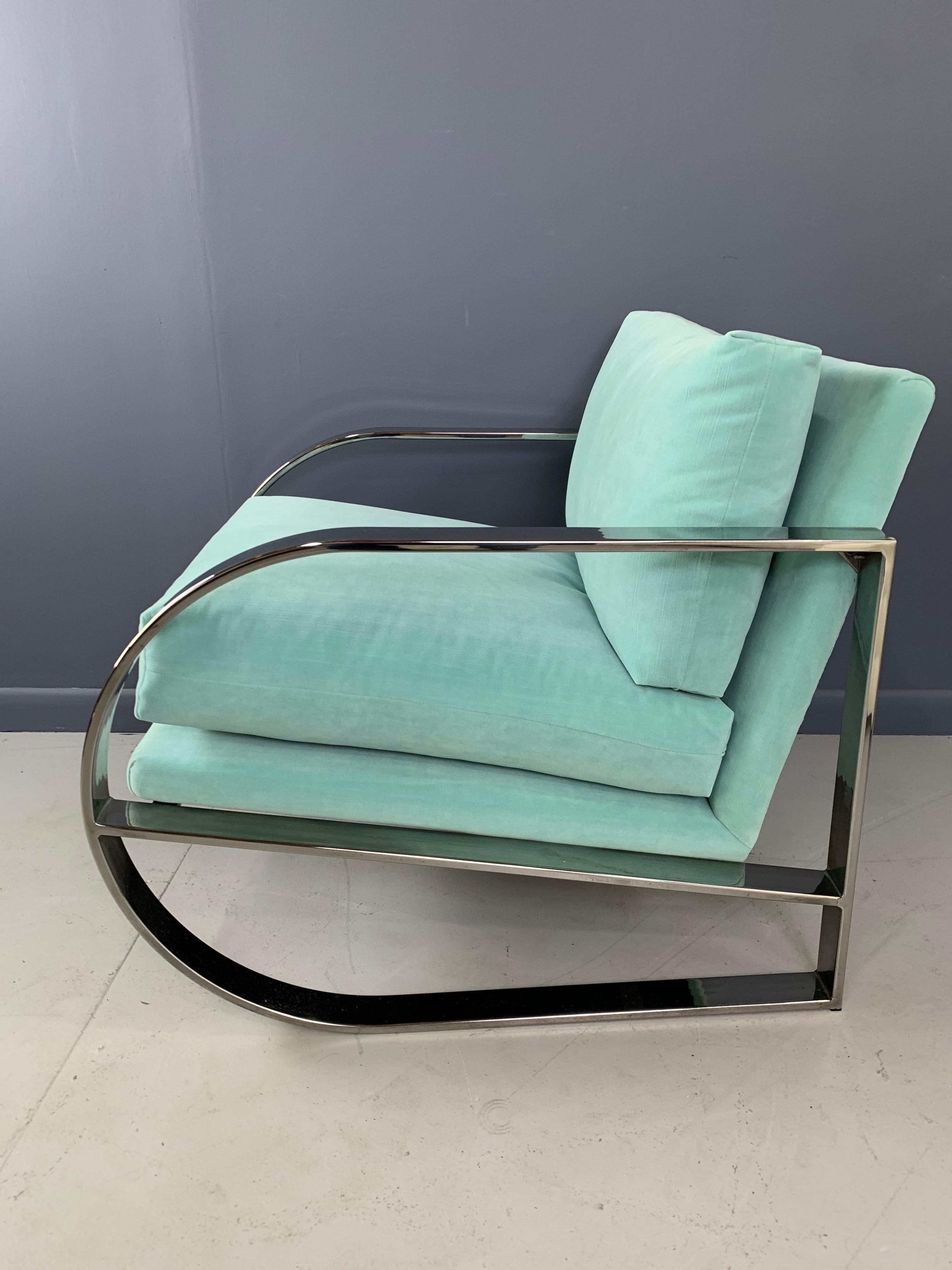 North American Mid-Century Chrome Lounge Chair Designed by John Mascheroni for Swaim 