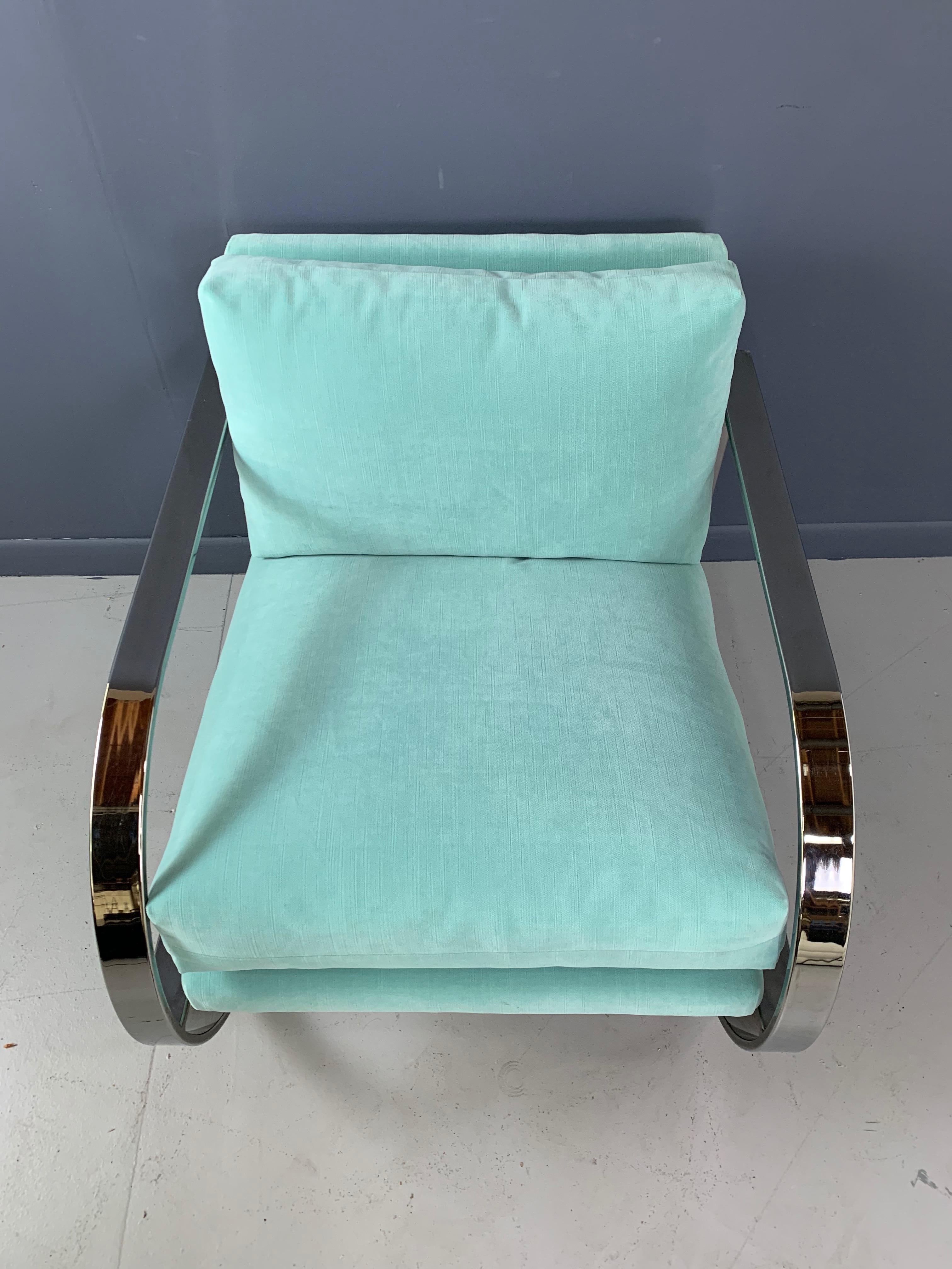 Mid-Century Chrome Lounge Chair Designed by John Mascheroni for Swaim  In Good Condition In Philadelphia, PA