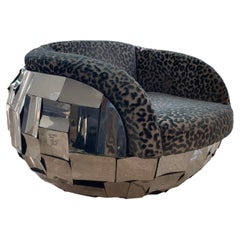 Brutalist Chrome Lounge Chair Paul Evans Style Patchwork