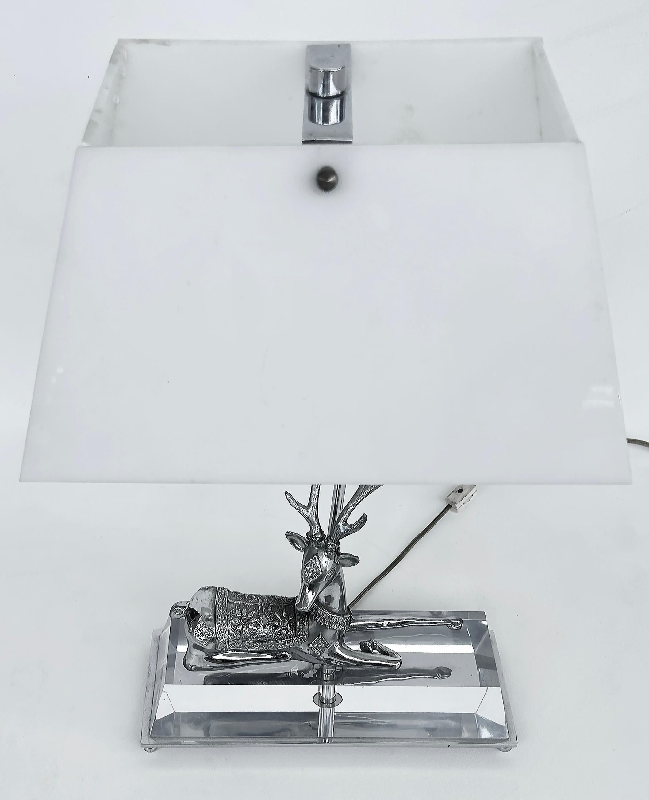 Chrome, Lucite, Acrylic Stag Table Lamp, Maitland Smith Attributed For Sale 6