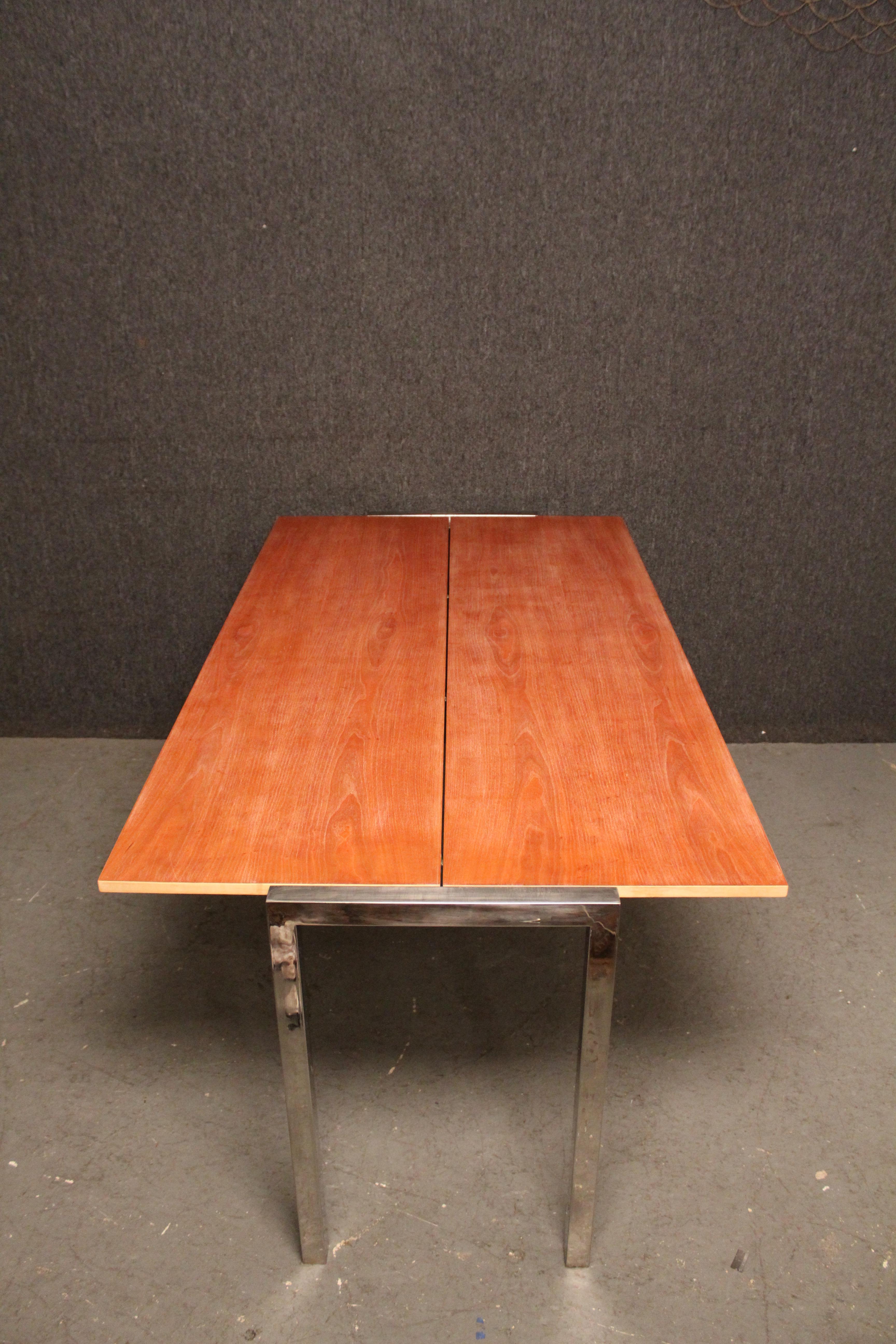 20th Century Chrome & Maple Flip-Top Dining Hall Table by Wilhelm Renz For Sale