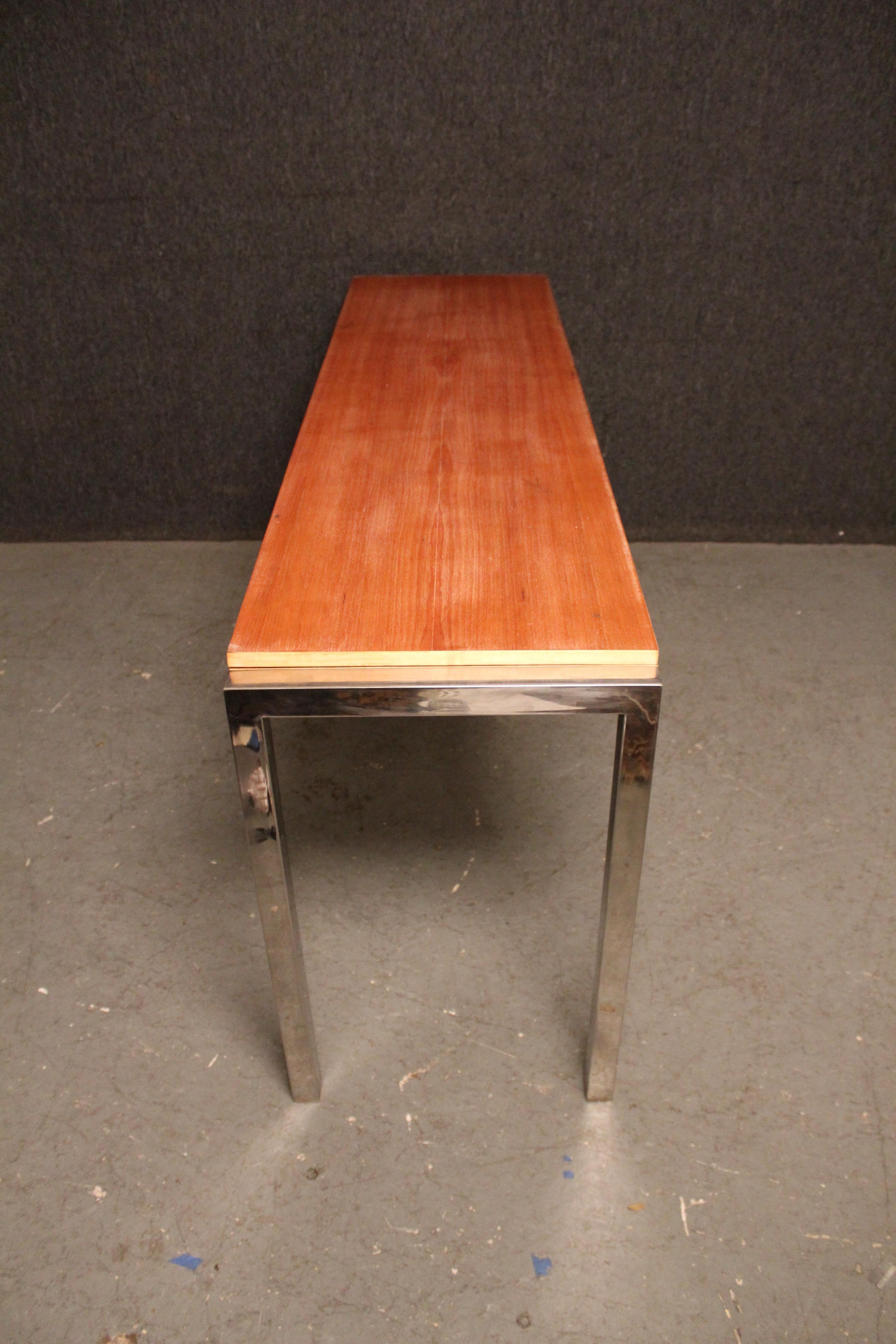 Metal Chrome & Maple Flip-Top Dining Hall Table by Wilhelm Renz