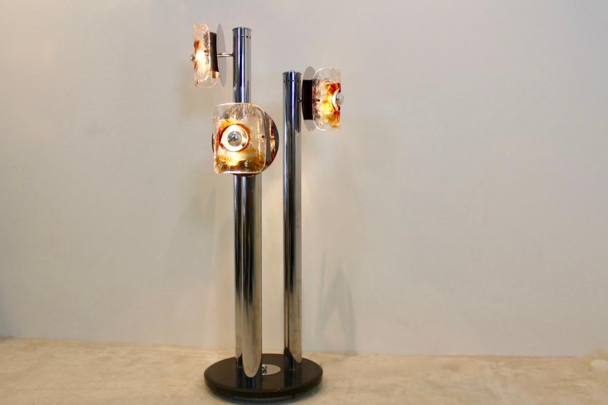 Chrome, Marble and Murano Glass Floor Lamp by Toni Zuccheri for VeArt, Italy 1