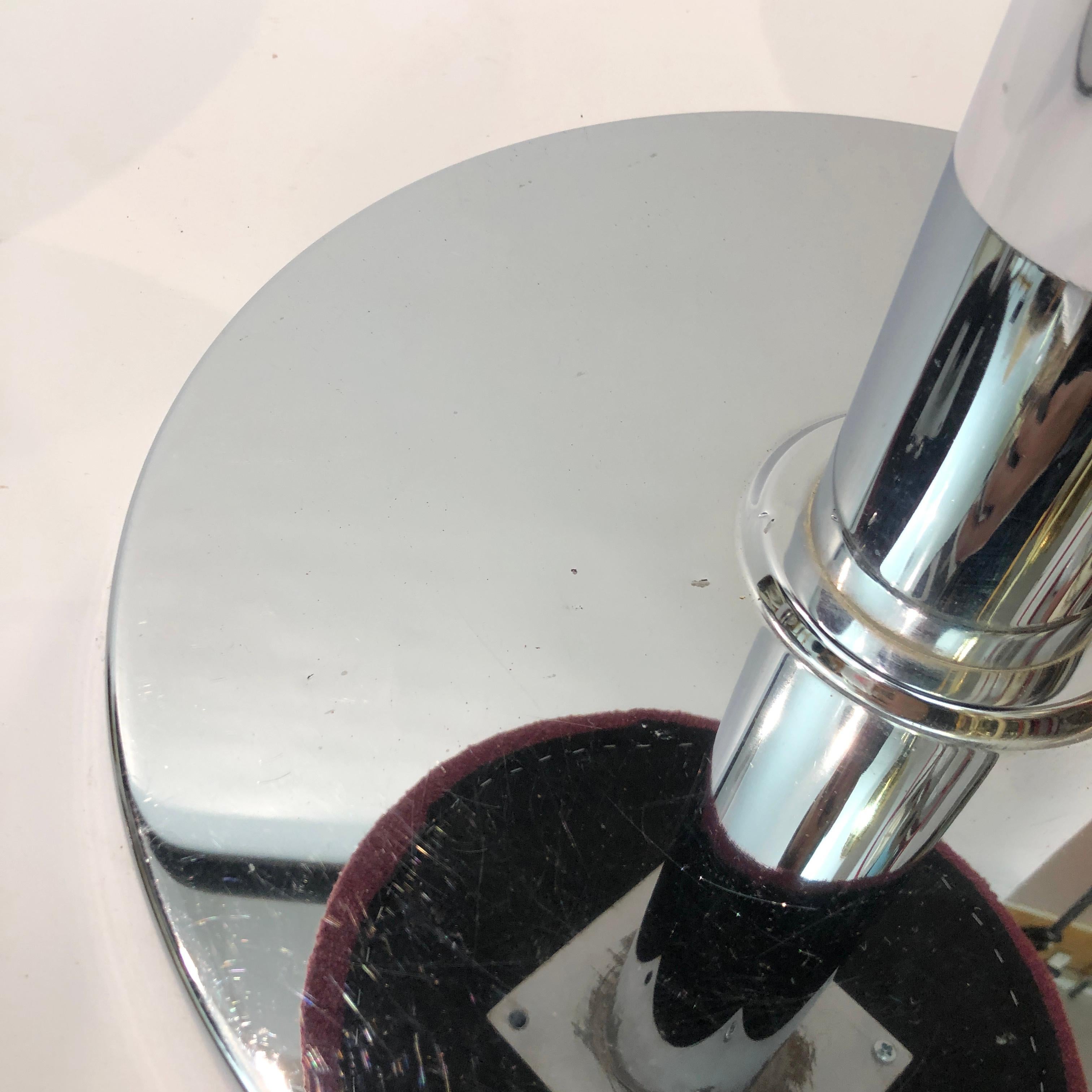 Late 20th Century Chrome Maroon bouclé Stools Space Age Midcentury Vintage Retro, 1970s