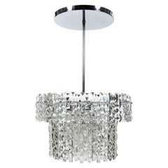 Lampadario in metallo cromato e vetro di cristallo, Austria, circa 1960