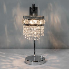 Chrome Metal and Crystal Glass Table Lamp, Austria, circa 1960