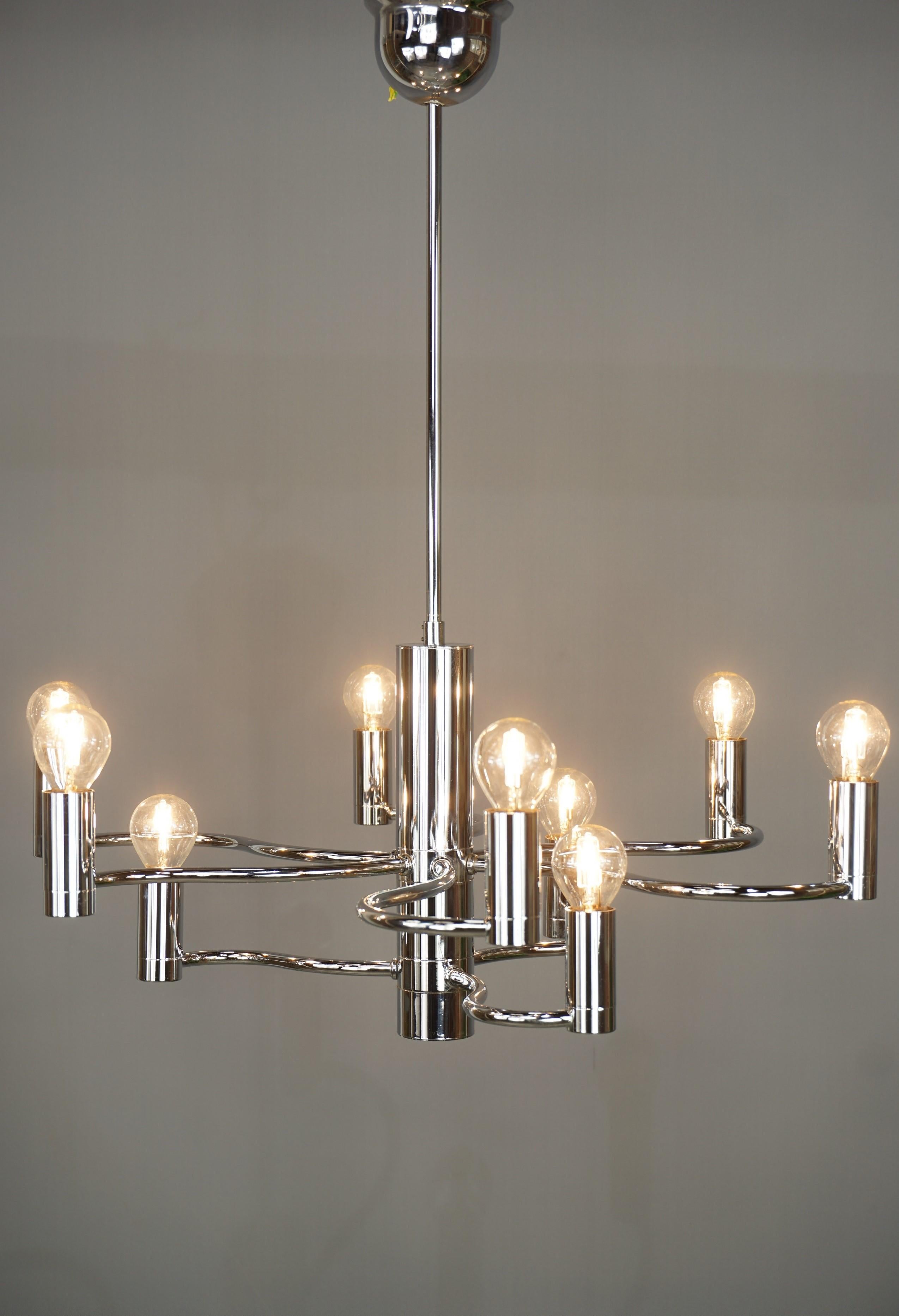 Chrome Metal Chandelier, 1960s Design 4