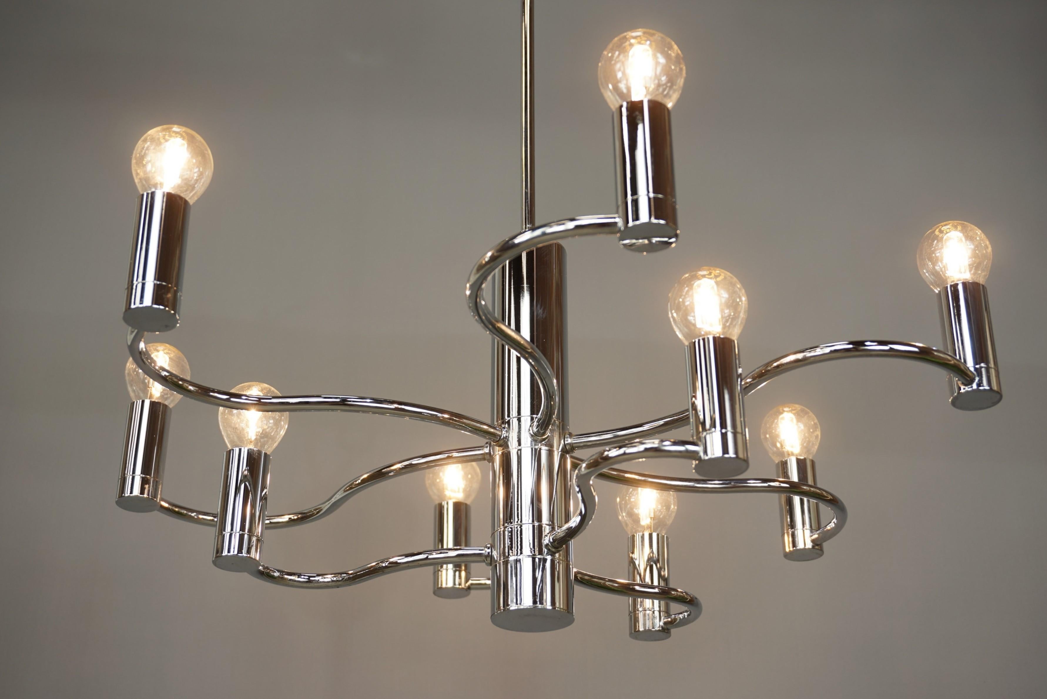 20th Century Chrome Metal Chandelier, 1960s Design