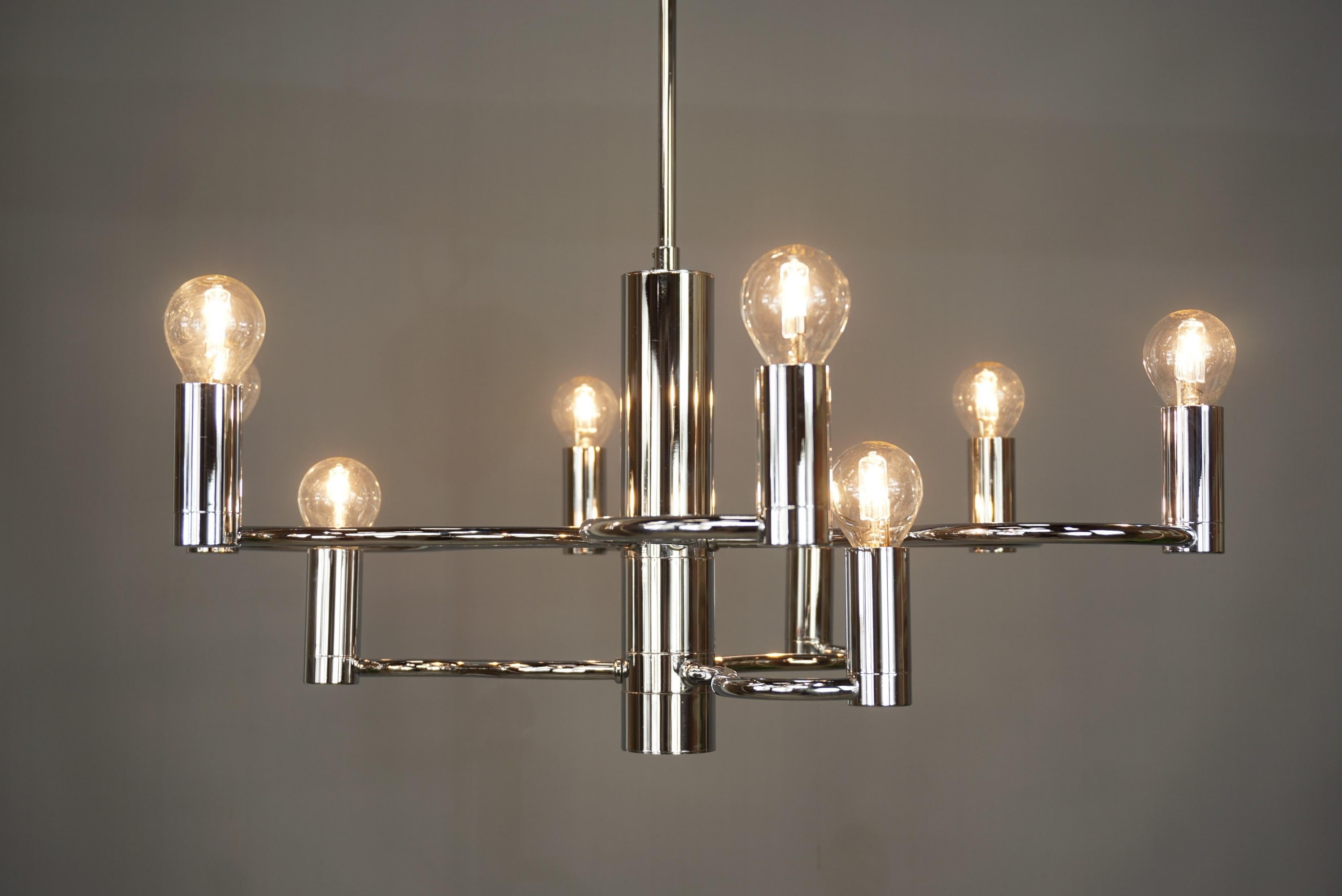 Chrome Metal Chandelier, 1960s Design 1