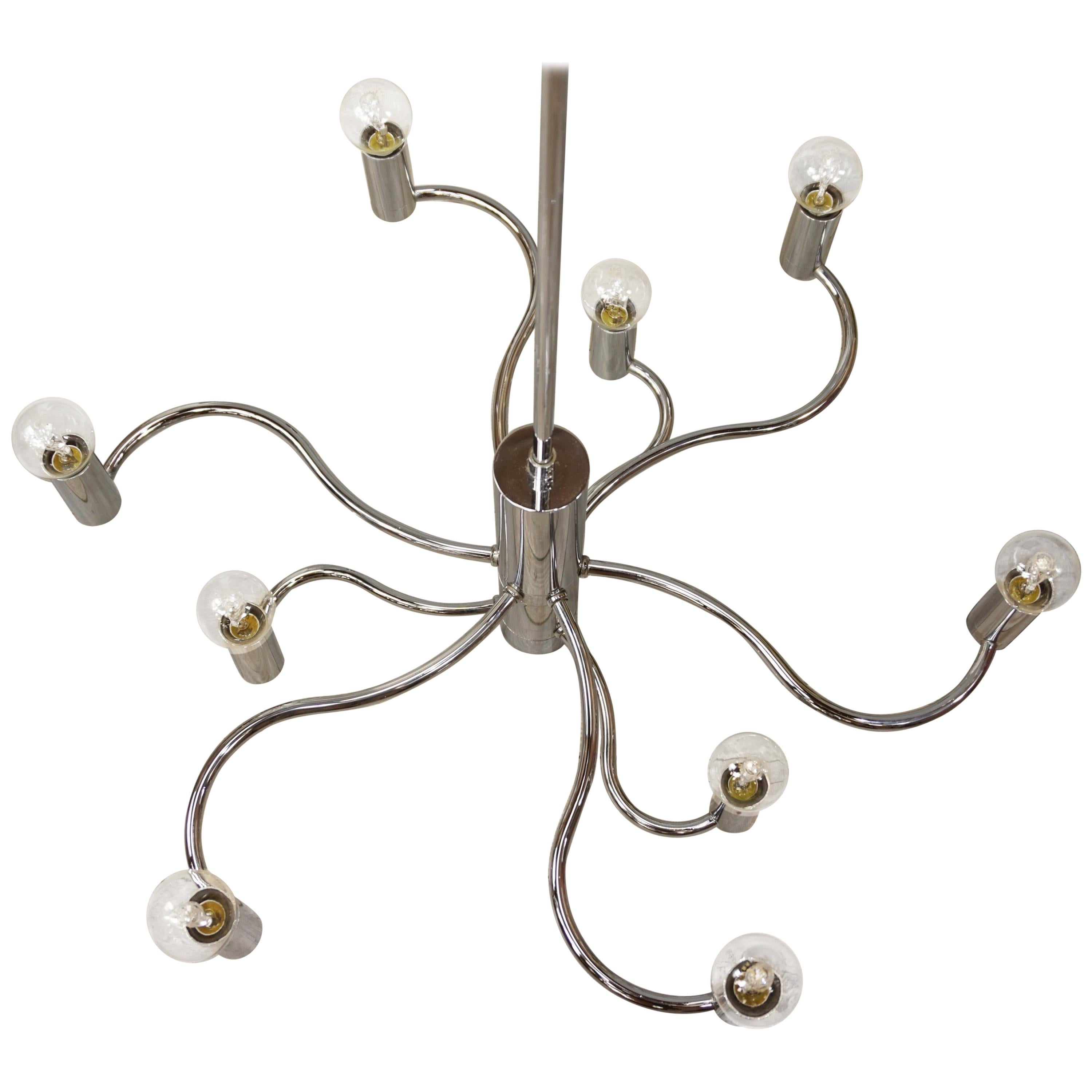 Chrome Metal Chandelier, 1960s Design