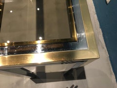Chrome Metal Console with Smoked Glass Top